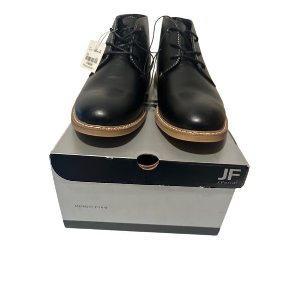 J Ferrar Boots Mens 10 M Gilbert Black Faux Leather Casual Lace Up memory foam - Picture 3 of 7